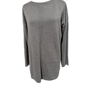 Lands' End Women's Gray Oversized Tunic Sweater Knit Knee Length Shirt Size XS